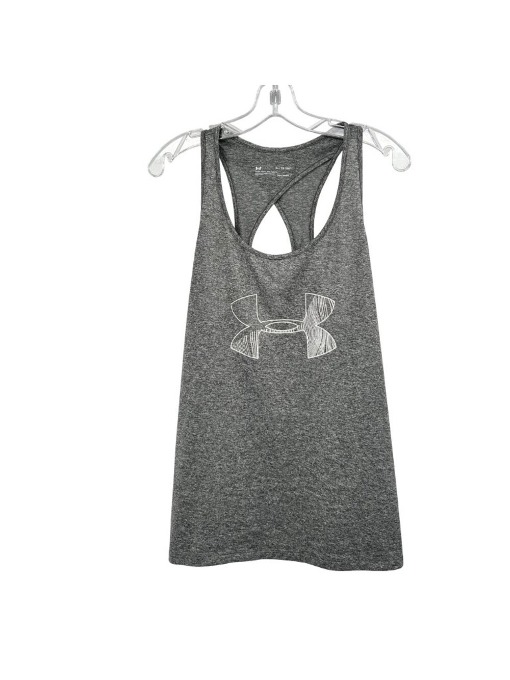 Under Armour Womens Heather Gray Tank Top Cut Out Back Size XL